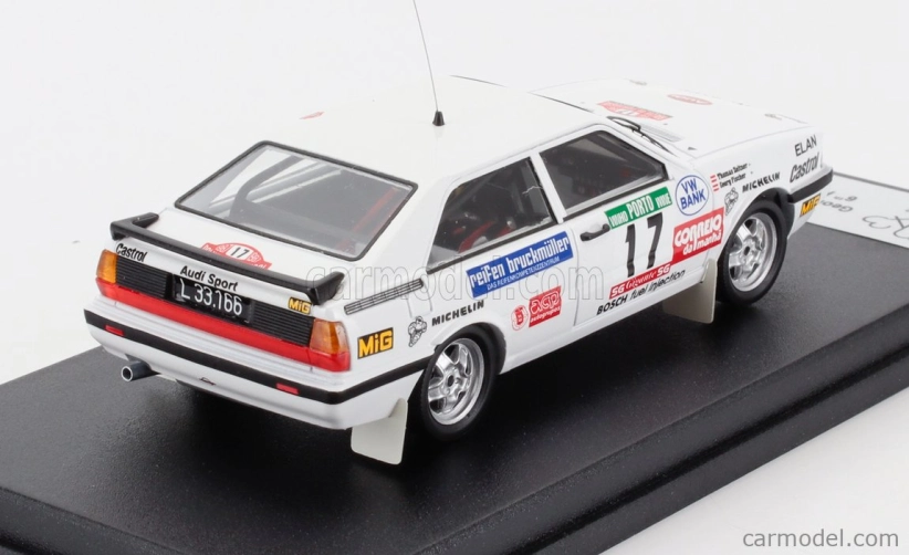 Trofeu Audi Quattro Coupe N 17 Rally Portogallo 1987 Georg Fischer - Thomas Zeltner 1:43 Bílá