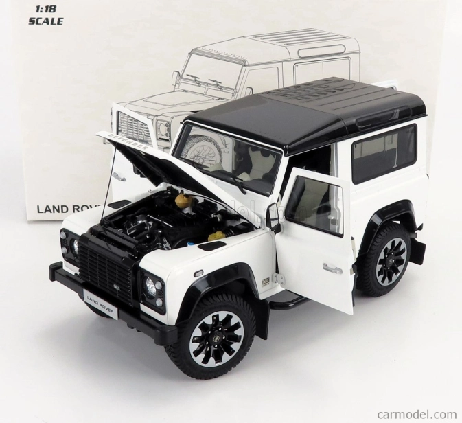 Lcd-model Land rover Defender 90 Works V8 70th Edition 2018 1:18 Bílá