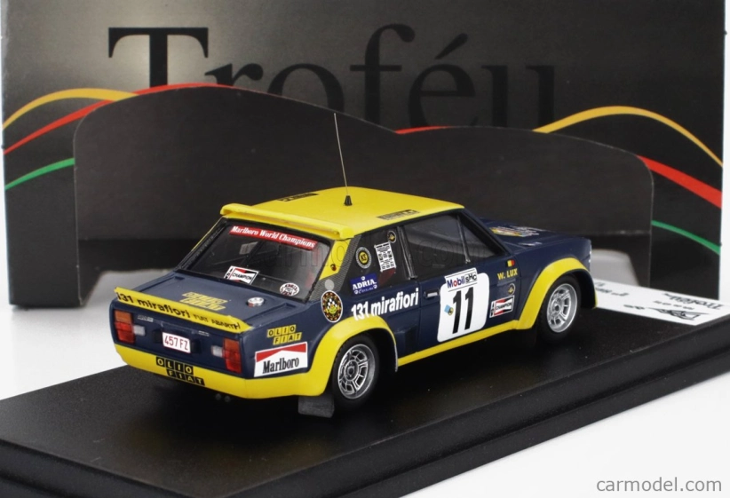 Trofeu Fiat 131 Abarth Olio Fiat N 11 2nd Rally Hunsruck 1977 Didi - Willy Lux 1:43 Modrá Žlutá