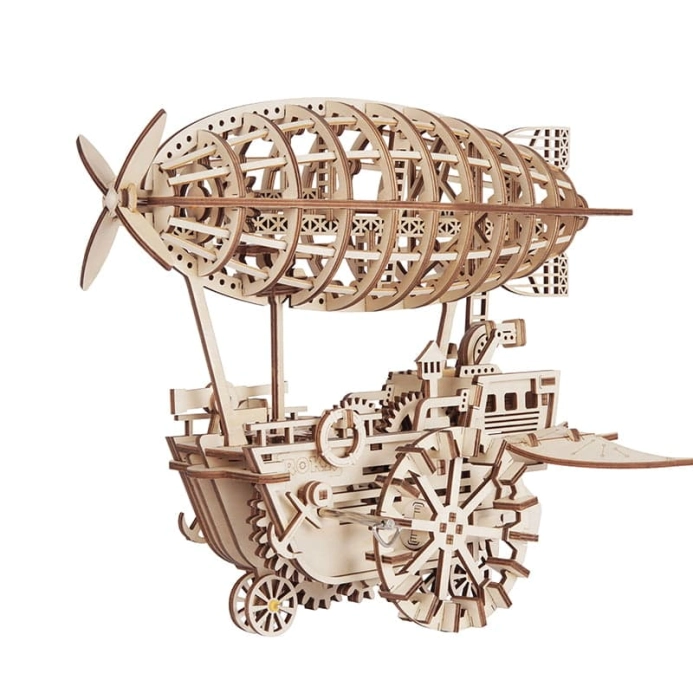 RoboTime 3D drevené mechanické puzzle Fantastická vzducholoď