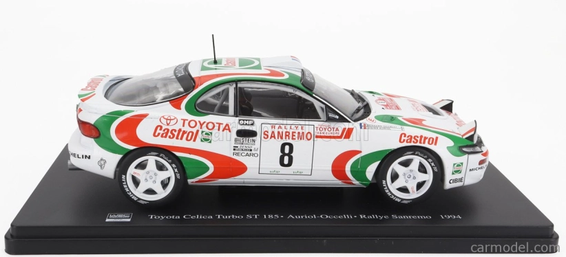 Edicola Toyota Celica Gt4 Turbo 4wd (st185) N 8 Winner Rally Sanremo 1994 Didier Auriol - Bernard Occelli 1:24 Biela Červená Zelená