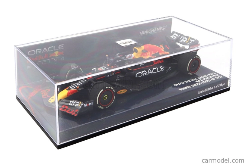 Minichamps Red bull F1 Rb18 Team Oracle Red Bull Racing N 1 Winner Austin Usa Gp Majster sveta 2022 Max Verstappen 1:43 Matná modrá žltá červená