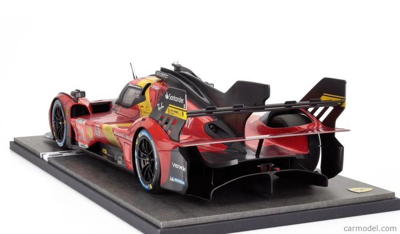 Bbr-models Ferrari 499p 3.0l Turbo V6 Team Ferrari Af Corse N 51 Winner 24h Le Mans (dirty Version - After Race) 2023 Alessandro Pier Guidi - James Calado - Antonio Giovinazzi - Con Vetrina - With Showcase - Coffret Box 1:12 Červená Žlutá Černá