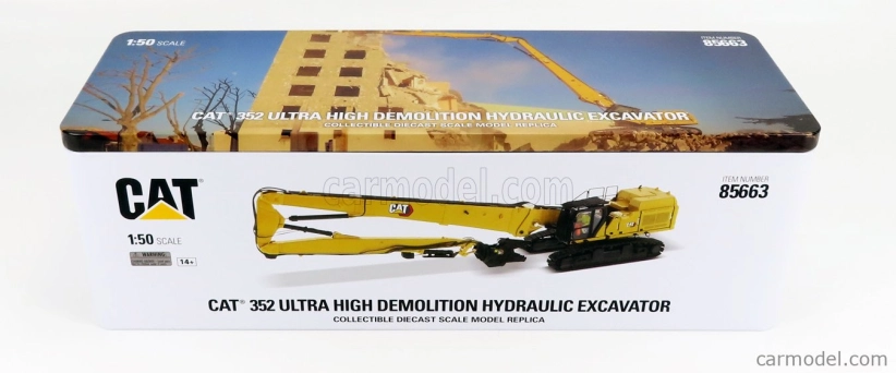Dm-models Caterpillar Cat352 Escavatore Cingolato - Ultra High Demolition Hydraulic Excavator 1:50 Yellow Black