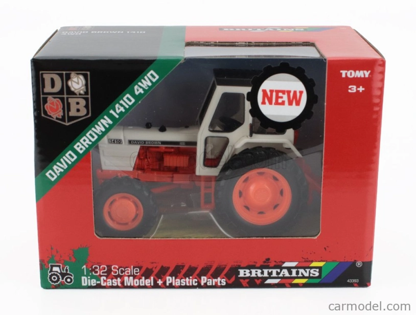 Britains David brown 1410 4wd Tractor 1960 1:32 White Orange