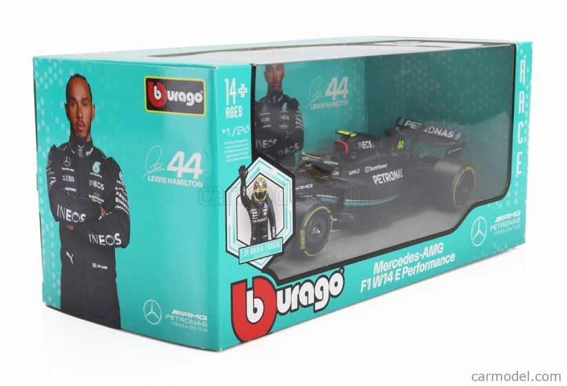 Bburago Mercedes gp F1 W14 Team Mercedes-amg Petronas Formula One N 44 Season 2023 Lewis Hamilton 1:24 Matt Black