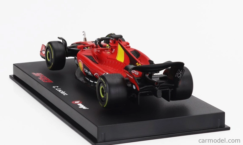 Bburago Ferrari F1 Sf-23 Team Scuderia Ferrari N 16 4th Monza Italy Gp 2023 Charles Leclerc – With Pilot And Showcase 1:43 červená čierna žltá