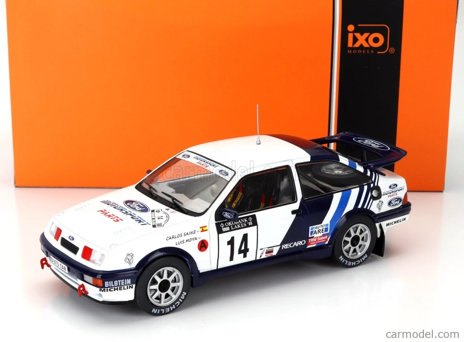 Ixo-models Ford england Sierra Rs Cosworth Team Ford Motorsports N 14 6. Rally 1000 Lakes 1988 Carlos Sainz - Luis Moya 1:24 Biela Modrá