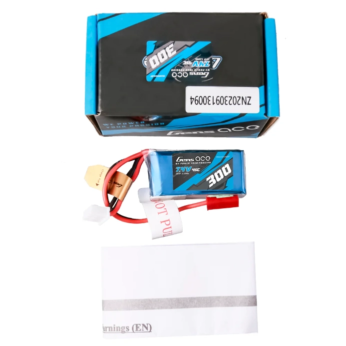 Gens ace akumulátor LiPo 300mAh 7.4V 45C 2S1P JST-SYP Plug | RCprofi.cz