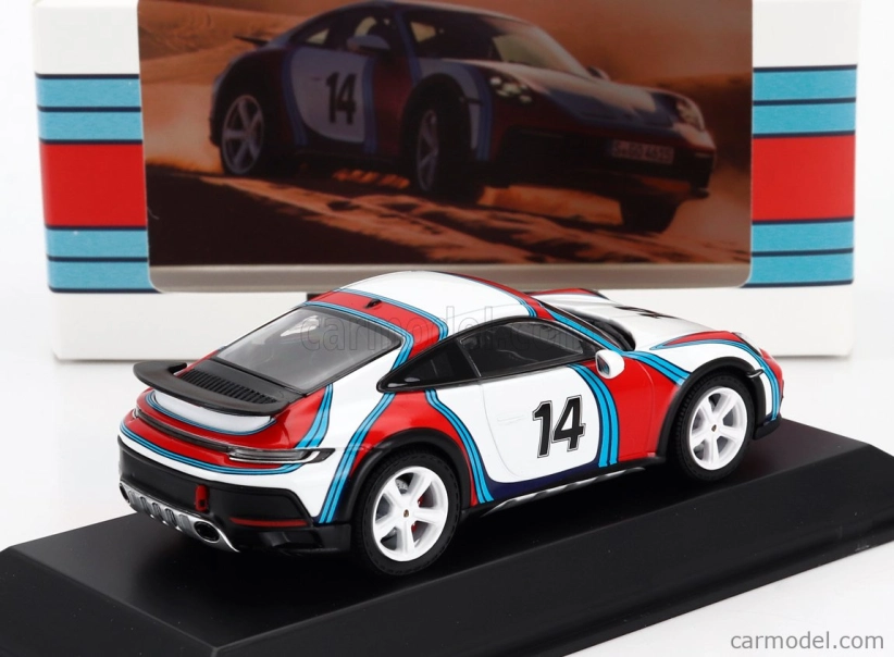 Spark-model Porsche 911 992 Dakar Coupe N 14 Martini Racing Livery 2023 1:43 Biela červená modrá
