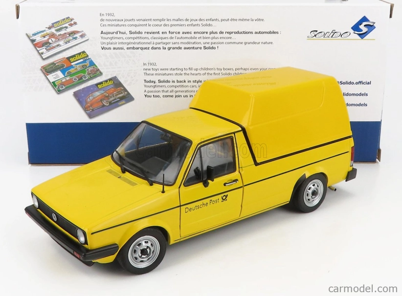 Solido Volkswagen Caddy Pick-up Mki Closed Van Poste 1982 1:18 Žltá