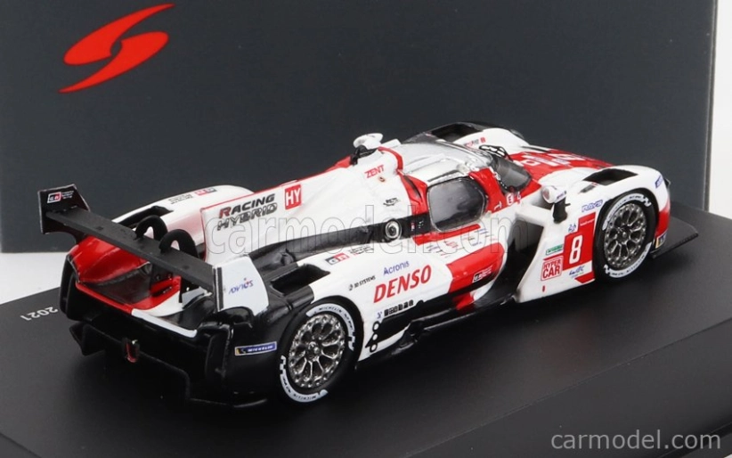 Spark-model Toyota Gr010 3.5l V6 Twin Turbo Hybrid Team Gazoo Racing N 8 2nd 24h Le Mans 2021 S.buemi - N.nakajima - B.hartley 1:87 Biela červená