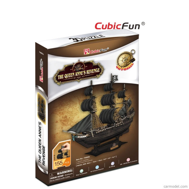 Cubicfun Puzzle Kit 3D In Foam Boat Queen Anne's Revenge Veliero, 155 dílků