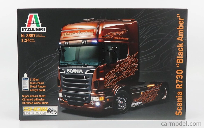 Italeri Scania R730 Tractor Truck Black Amber 2-assi 2011 1:24 /