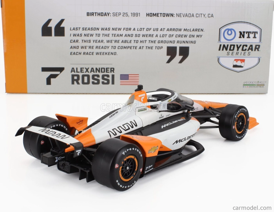 Greenlight Chevrolet Team Arrow Mclaren Sp Racing N 7 Indianapolis Indy 500 Indycar Series 2024 Alexander Rossi 1:18 Biela čierna oranžová