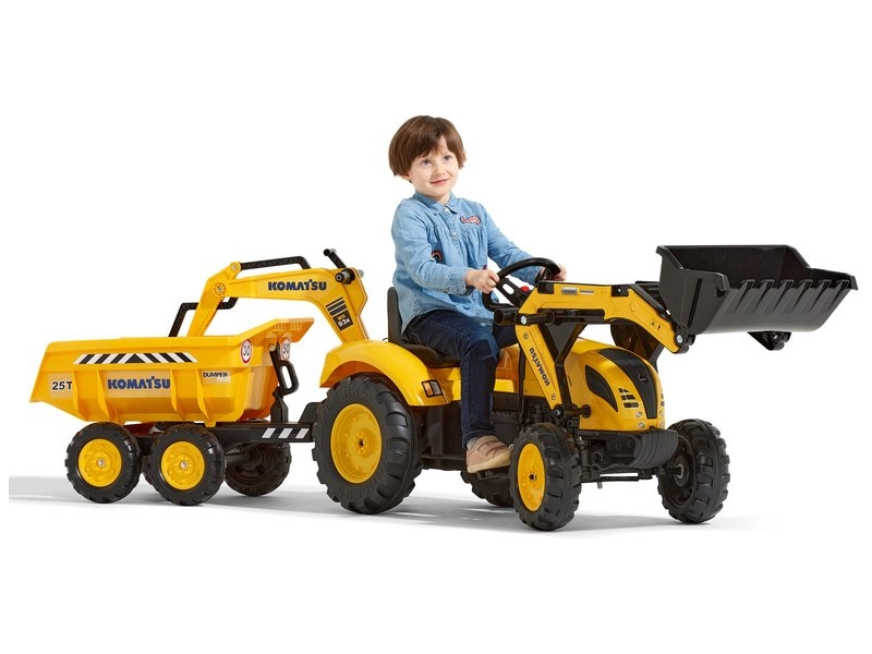 FALK – Šliapací traktor Komatsu s bagrom a maxi vlečkou