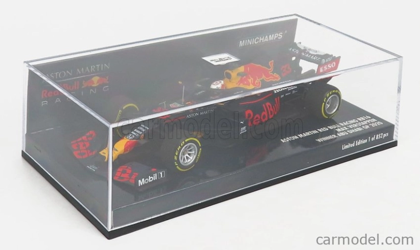 Minichamps Red bull F1 Rb16 Honda Team Aston Martin N 33 Winner Abu Dhabi GP 2020 Max Verstappen 1:43 Matná modrá červená žltá