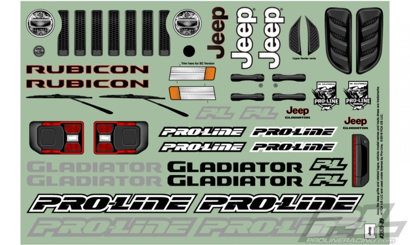 JEEP 2020 GLADIATOR karoserie, čirá, pro 12.3 (313mm) Crawler