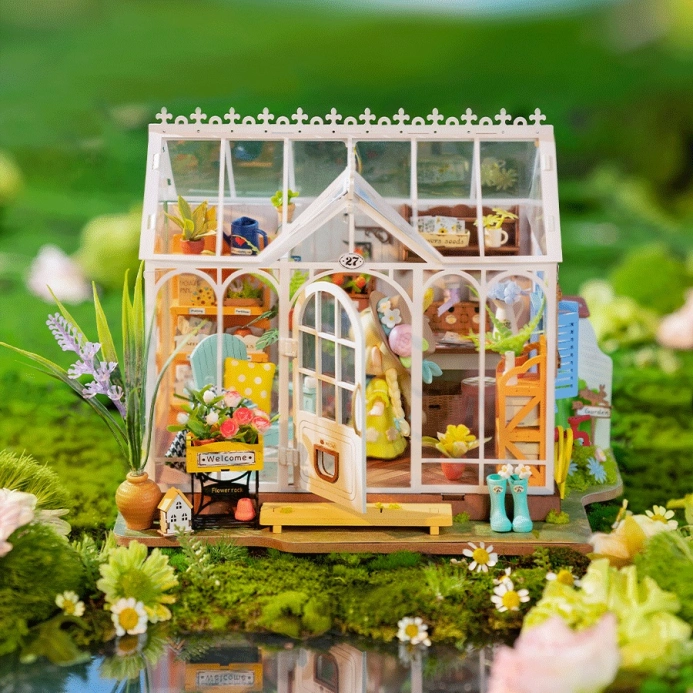 RoboTime 3D dřevěná skládačka Miniatura domečku Vysněný zahradní dům - poškozený obal
