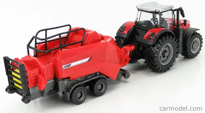 Bburago Massey Ferguson 8740S + Baler Lifter Rood