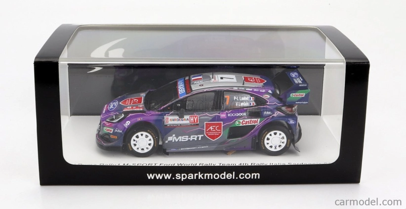 Spark-model Ford england Puma Rally1 Team Ford World Rally M-sport N 7 4th Rally Sardinia Italy 2022 P.l.loubet - V.landais 1:43 Purple Blue Grey
