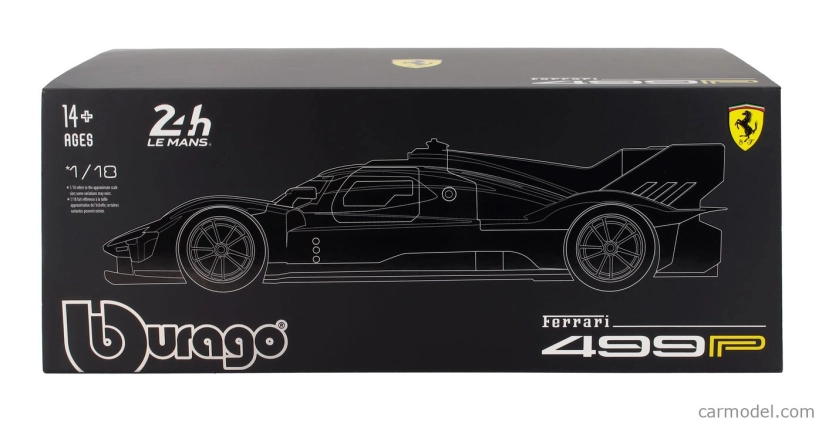 Bburago Ferrari With Showcase - 499p 3.0l Turbo V6 Team Ferrari Af Corse N 50 Winner 24h Le Mans (after Race Version) 2024 Antonio Fuoco - Miguel Molina - Nicklas Nielsen 1:18 Red