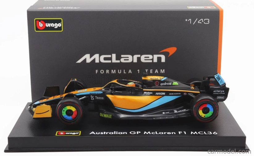 Bburago Mclaren F1 Mcl36 Mercedes Team Mclaren N 3 1:43, oranžová