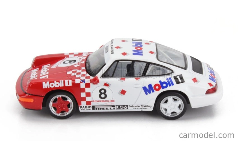 Spark-model Porsche 911 964 Rs Mobil1 N 8 Porsche Carrera Cup 1992 1:64 červená biela