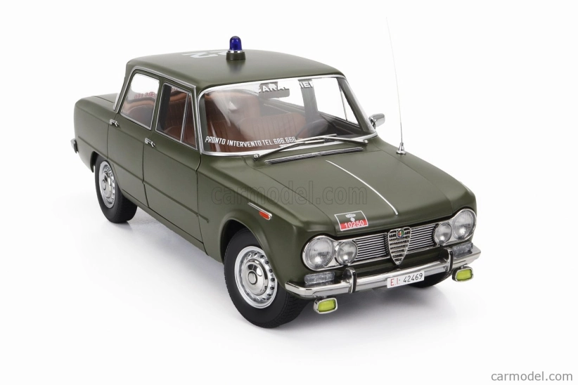 Mitica-diecast Alfa romeo Giulia 1.6 Ti Carabinieri Roma 1963 - Pronto Intervento Tel 686.666 1:18 Verde Caki Opaco - matná zelená