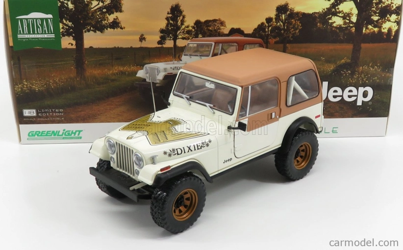 Greenlight Jeep Cj-7 Dixie Closed 1979 - Look-a-like Dixie - The Dukes Of Hazzard 1:18 Bílá