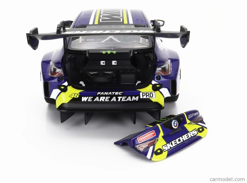 Minichamps BMW 4-series M4 Gt3 Team Wrt N 46 (first Podium) 2nd Race 2 Fanatec Gt World Challenge Europe Brands Hatch 2023 - Valentino Rossi - Maxime Martin 1:18 Fialová Žlutá Černá