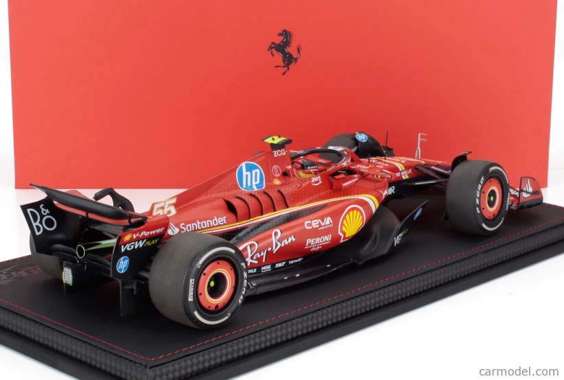 Bbr-models Ferrari F1 Sf-24 Team Scuderia Ferrari N 55 3rd Monaco Gp 2024 Carlos Sainz - Con Vetrina - With Showcase 1:18 Červená Černá