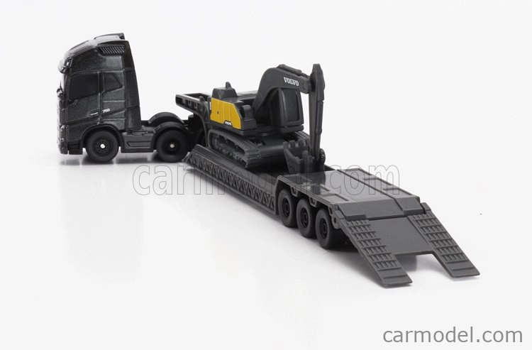 Maisto Volvo Fh16 Xl 750 Truck Pianale Trasporto Ec220e Escavatore Cingolato Excavator 1:64 čierna žltá