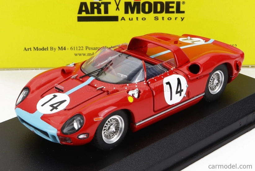 Art-model Ferrari 330p 4.0l V12 Spider Team Maranello Concessionaires N 14 2nd 24h Le Mans 1964 J.bonnier - G.hill 1:43 Red