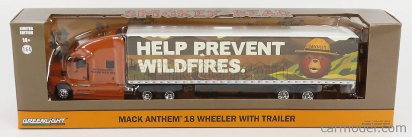 Greenlight Mack Anthem Truck 2019 - Pomoc pri prevencii požiarov Smokey Bear 1:64 svetlohnedá biela