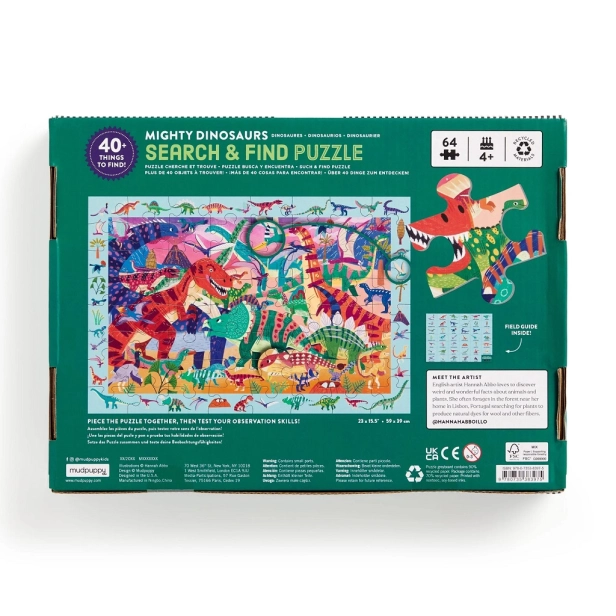 Mudpuppy Puzzle Majestic Dinosaurs 64 dielikov