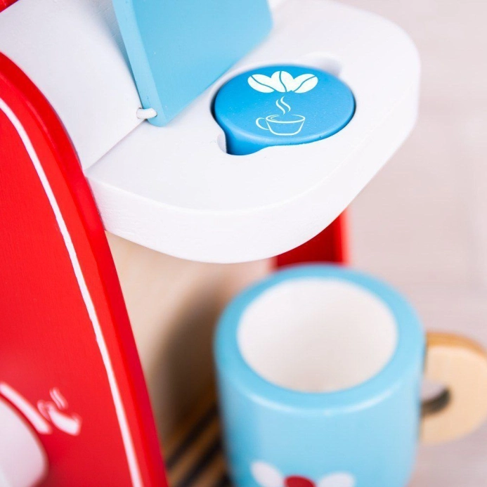 Bigjigs Toys Drevený kávovar červený – poškodený obal