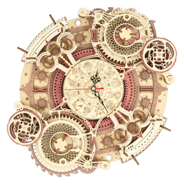RoboTime 3D drevené mechanické puzzle hodiny s kalendárom - poškodený obal