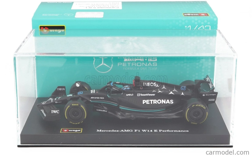 Bburago Mercedes gp F1 W14 Team Mercedes-amg Petronas F1 N 63 1:43, černá