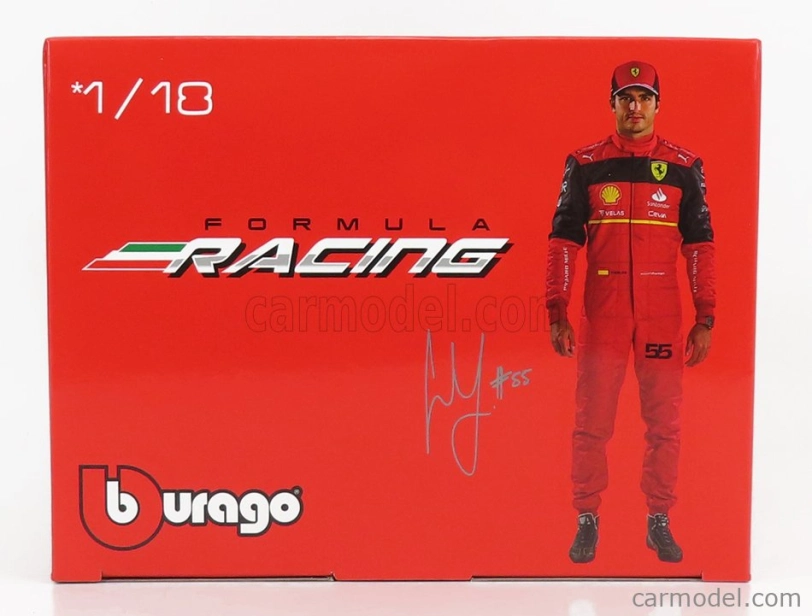 Bburago Ferrari F1-75 Scuderia Ferrari N 55 Season 2022 Carlos Sainz 1:18, červená