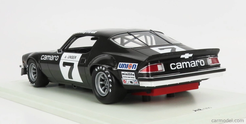 Spark-model Chevrolet Camaro Coupe N 7 Winner Iroc Michigan 1974 B.unser - Con Vetrina - S vitrínou 1:18 Black