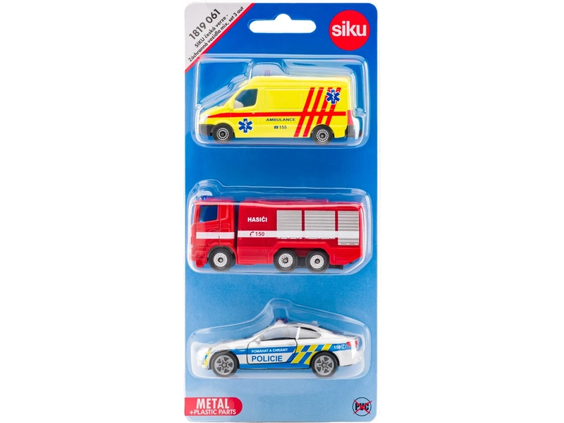 SIKU Blister – polícia, hasiči, ambulancia (česká verzia) 1:50