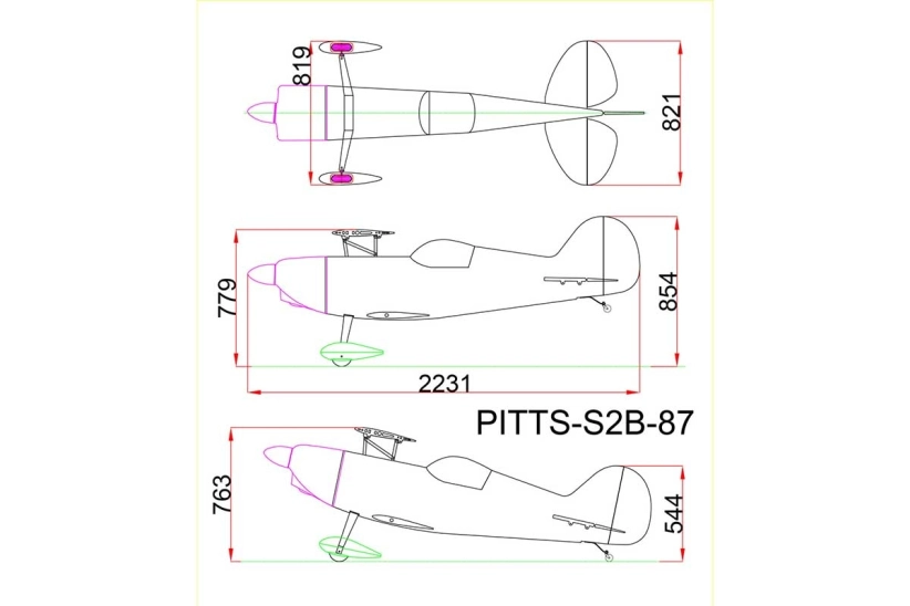 87" Pitts S2B Yellow Bulldog (2,2 m)