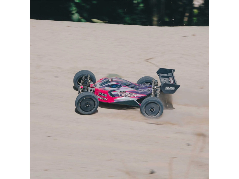 RC auto Arrma Typhon TLR Tuned 1:8 4WD Roller Buggy, růžová/fialová
