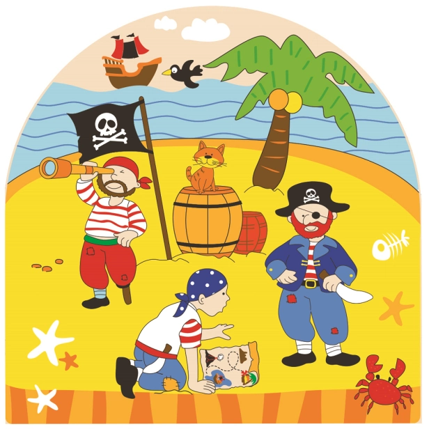 Bigjigs Toys Dřevěné vícevrstvé puzzle Pirátská loď