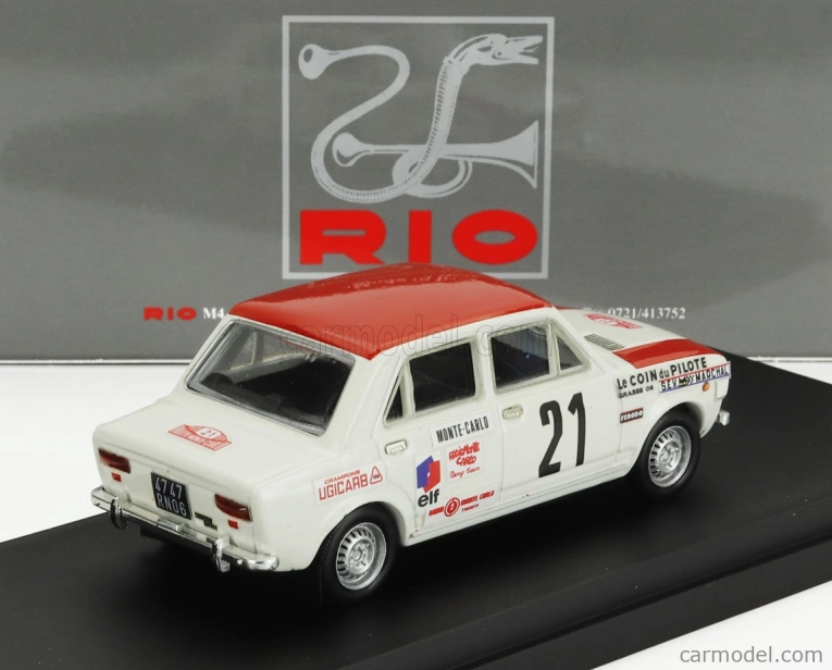 Rio-models Fiat 128 (nočná verzia) N 21 Rally Montecarlo 1970 Alain Jallot - Gerard Marion 1:43 Biela červená