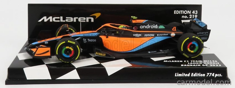 Minichamps Mclaren F1 Mcl36 Team Mclaren N 4 Bahrain Gp 2022 Lando Norris 1:43 Oranžová Světle Modrá