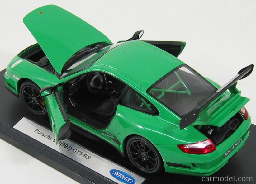Welly Porsche 911 997 Gt3rs 2010 1:18 zelená čierna