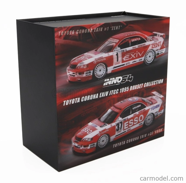 Inno-models Totota Set 2x Corona Exiv Zent N 1 Racing + Esso N 37 Racing 1995 1:64 červená biela