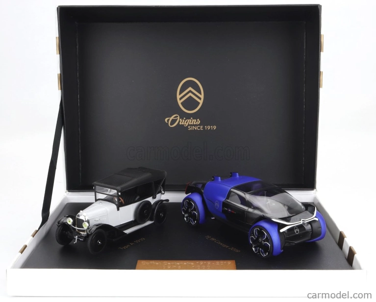 Norev Citroen Coffret Set 2x Type A Cabriolet Closed 1919 + 19_19 Concept Electric 2019 1:43 Biela čierna čierna modrá sivá